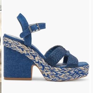 Dolce Vita Cale Blue Denim Chunky Platform Heels